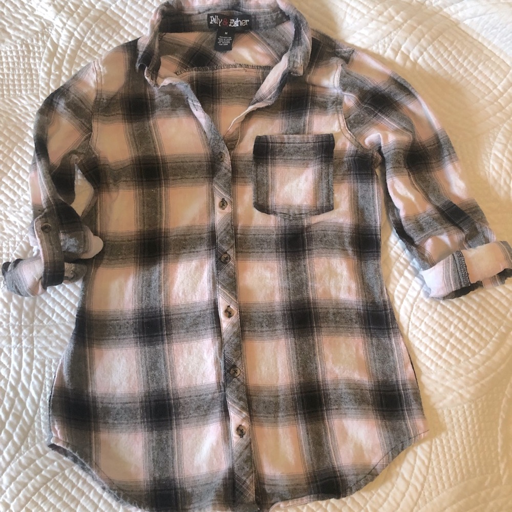 EUC soft black pink and white flannel